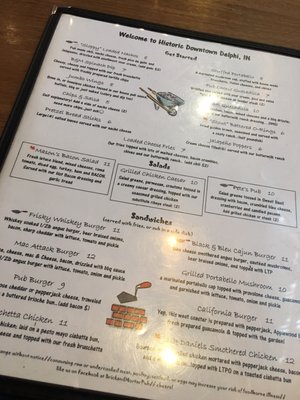 Menu photo 3 Brick and Mortar Pub Delphi, IN
