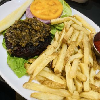 Echo & Rig - Burger and fries with a side of jalapeño pineapple jam. - Steakhouses Near Me - Henderson, Nevada Echo & Rig - Burger and fries with a side of jalapeño pineapple jam. - Steakhouses Near Me - Henderson, Nevada