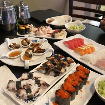 Hiroba Sushi - Appetizers: mussels and cucumber salad. Assorted nigiri! - Sushi Bars Near Me - Sparks, Nevada