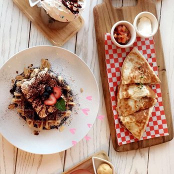 Cafe Maji - Tiramisu waffle, barbecue quesadillas, s'mores mocha latte, strawberry lemonade, and peach tea. Definitely worth every penny. - Coffee & Tea Near Me - Artesia, California
