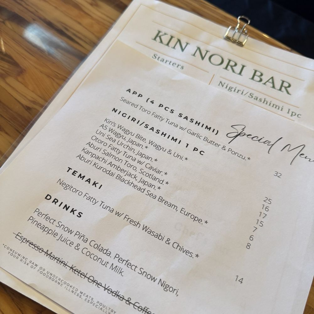 Kin Nori Bar - menu - Sushi Bars Near Me - Denver, Colorado Kin Nori Bar - menu - Sushi Bars Near Me - Denver, Colorado