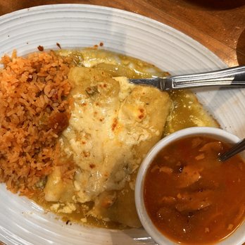 Ay Chiwawa Mexican Cafe - Enchiladas verdes lunch special with charro beans (comes with iced tea) 11-3 M-F - Tex-Mex Near Me - Spring Branch, Texas