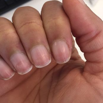 New French Nails - Notice the difference in color on each nail. The dark parts near the tip are the thin parts. - Nail Salons Near Me - San Francisco, California New French Nails - Notice the difference in color on each nail. The dark parts near the tip are the thin parts. - Nail Salons Near Me - San Francisco, California