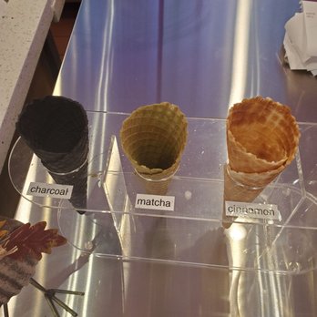 Fluffy Bear - Different flavored cones that they offer (from left to right): charcoal, matcha, and cinnamon. - Ice Cream & Frozen Yogurt Near Me - Laguna Hills, California Fluffy Bear - Different flavored cones that they offer (from left to right): charcoal, matcha, and cinnamon. - Ice Cream & Frozen Yogurt Near Me - Laguna Hills, California