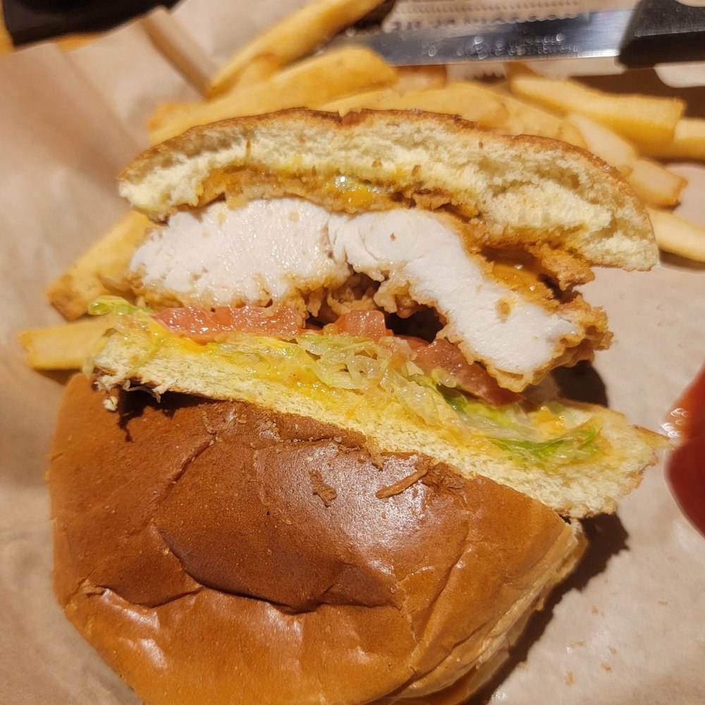 Chili's - Crispy Chicken Sandwich cross section - American Near Me - Woodstock, Georgia Chili's - Crispy Chicken Sandwich cross section - American Near Me - Woodstock, Georgia