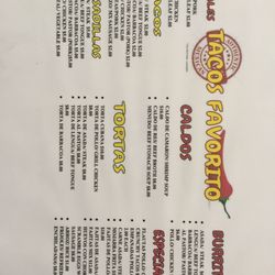 Tacos Favorito - The menu from Tacos Favorito