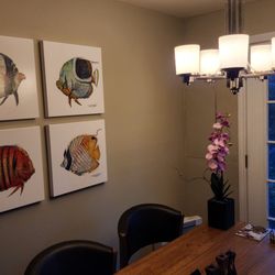 Gupton Gallery - Here are the four pieces from Alex Gupton's "Fish" series that we placed on our wall, as soon as they arrived. Absolutely Love them!