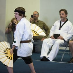 Victory Martial Arts - Traditional Okinawan Karate School - Sempai Chris competing with his Japanese War Fans.