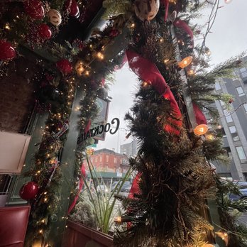 The Clonard - a decorated christmas tree in a store window - Comfort Food Near Me - Brooklyn, New York The Clonard - a decorated christmas tree in a store window - Comfort Food Near Me - Brooklyn, New York