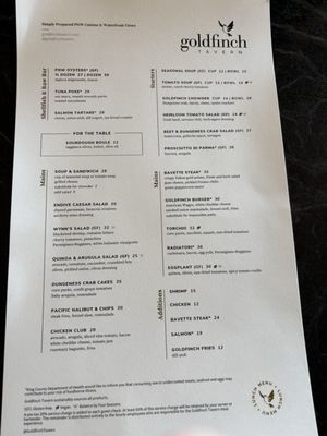 Menu photo 2 Goldfinch Tavern Seattle, WA Menu photo 2 Goldfinch Tavern Seattle, WA