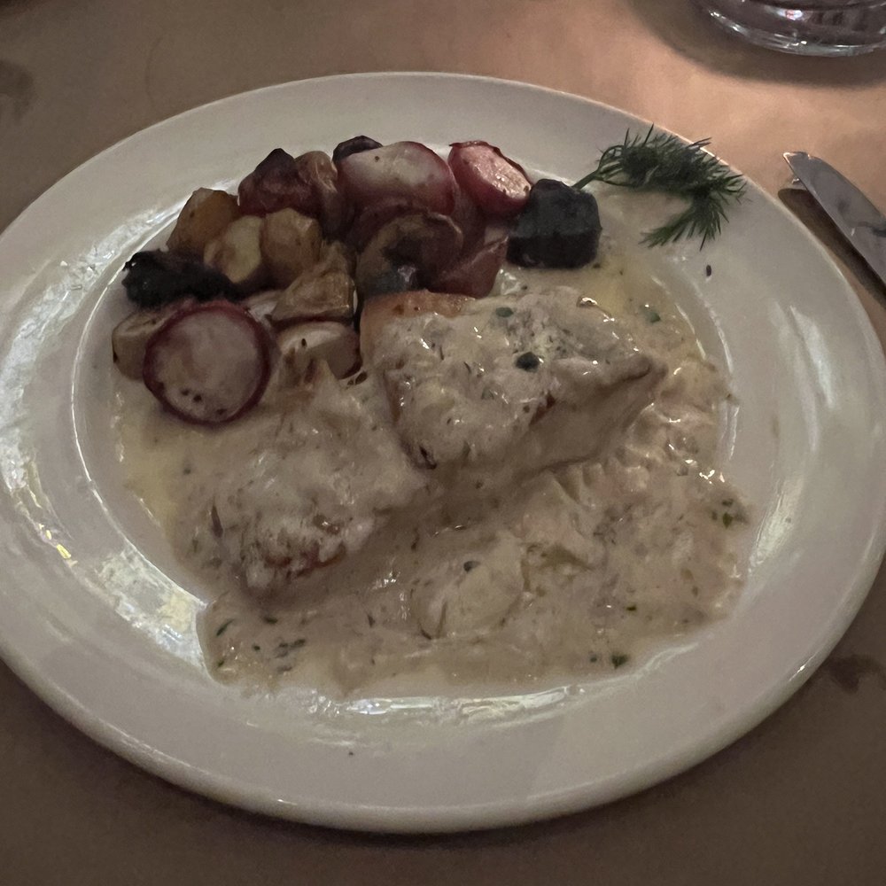 Circa 1875 - Grouper with foie gras butter sauce. Root vegetables - Pubs Near Me - Savannah, Georgia Circa 1875 - Grouper with foie gras butter sauce. Root vegetables - Pubs Near Me - Savannah, Georgia