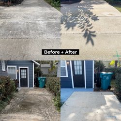 Orlando Pressure Wash & More - The satisfying before and after photos of the entire driveway