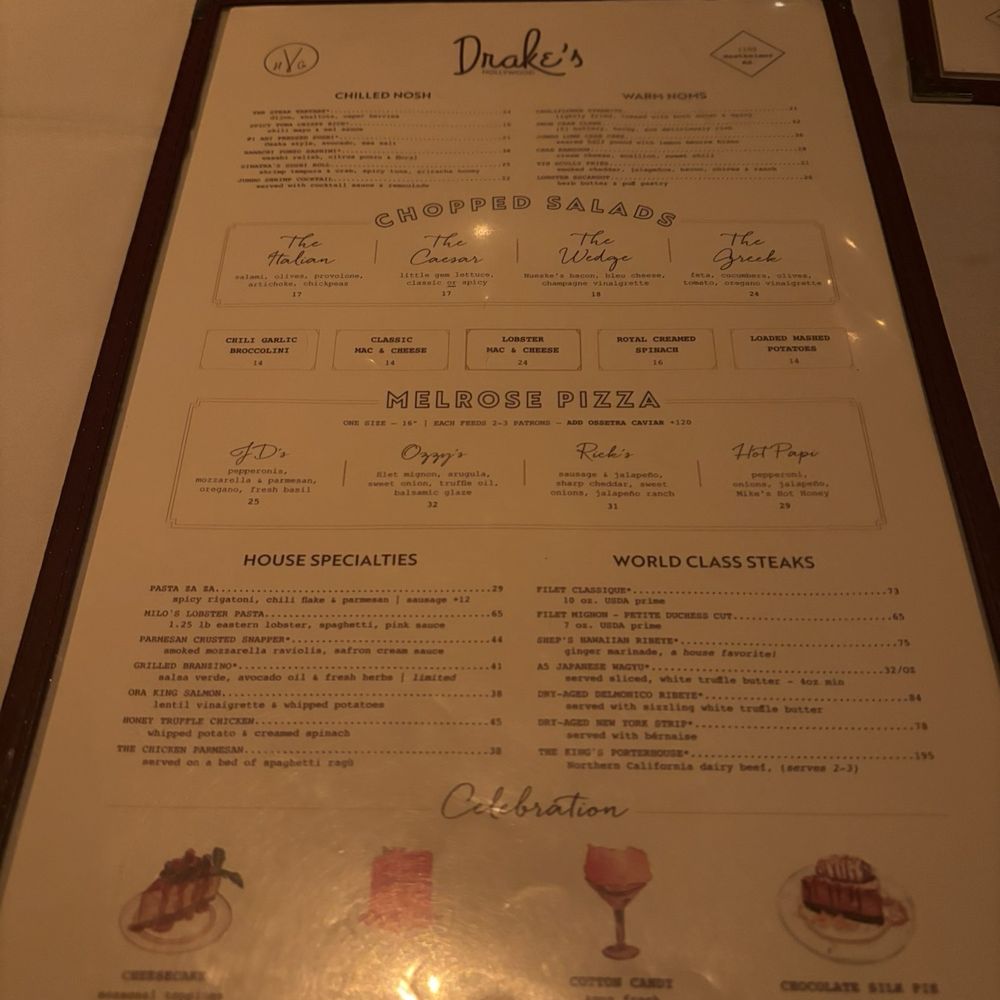 Drake's Hollywood - menu - Steakhouses Near Me - Houston, Texas Drake's Hollywood - menu - Steakhouses Near Me - Houston, Texas