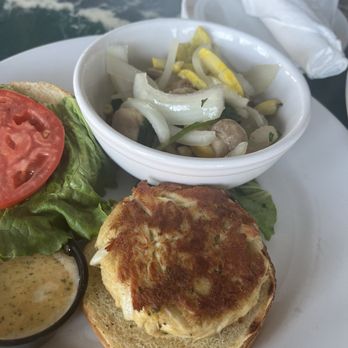 Blue Moon Beach Grill - Crab cake sandwich - Seafood Near Me - Nags Head, North Carolina Blue Moon Beach Grill - Crab cake sandwich - Seafood Near Me - Nags Head, North Carolina