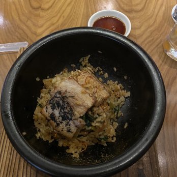 Morimoto - Kakuna pork on rice in hot stone bowl - Japanese Near Me - Las Vegas, Nevada Morimoto - Kakuna pork on rice in hot stone bowl - Japanese Near Me - Las Vegas, Nevada