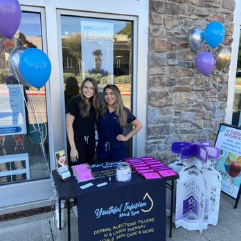 Youthful Infusion Med Spa - Skye and Lexi greeting clients as they walk by in Watters Creek Village, Allen TX - Medical Spas Near Me - Allen, Texas Youthful Infusion Med Spa - Skye and Lexi greeting clients as they walk by in Watters Creek Village, Allen TX - Medical Spas Near Me - Allen, Texas
