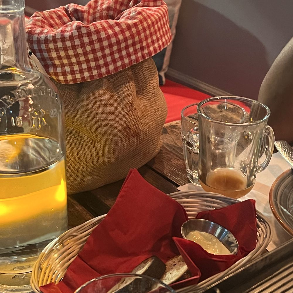 The bag of potatoes. Could be a bit more done but the presentation is oh so cute! The bag of potatoes. Could be a bit more done but the presentation is oh so cute!