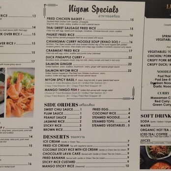 Niyom Thai Kitchen - Menu 2/2 - Thai Near Me - Flushing, New York