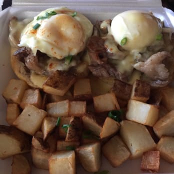 Button Up Cafe - Kalbi eggs Benny with potato hash! She go - Breakfast & Brunch Near Me - Pearl City, Hawaii Button Up Cafe - Kalbi eggs Benny with potato hash! She go - Breakfast & Brunch Near Me - Pearl City, Hawaii