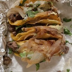 Tacos Del Pilo - Fajita tacos- grilled onions, cheese, cilantro