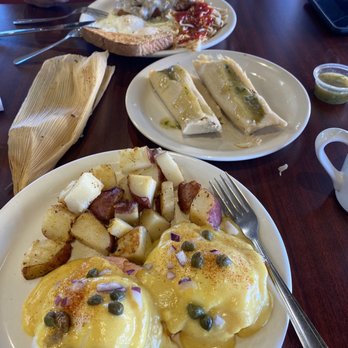 The Crowned Egg - Salmon eggs Benedict with red potatoes. Country fried steak. Green tamales. - Breakfast & Brunch Near Me - Chandler, Arizona The Crowned Egg - Salmon eggs Benedict with red potatoes. Country fried steak. Green tamales. - Breakfast & Brunch Near Me - Chandler, Arizona