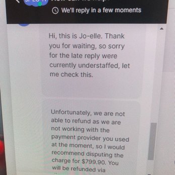 Mario Capasa - Text to Valyou Support 2 - stating they cannot refund and I have to dispute - Furniture Stores Near Me - West Hollywood, California