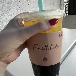 Jasmine green tea (mango, pineapple, strawberry) with boba