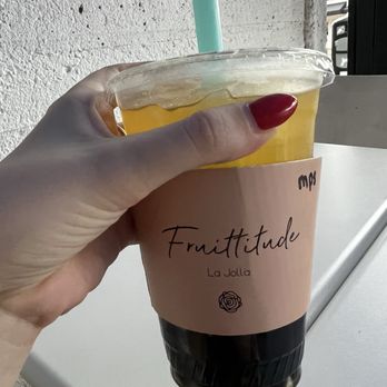 Fruittitude - Jasmine green tea (mango, pineapple, strawberry) with boba - Bubble Tea Near Me - La Jolla, California