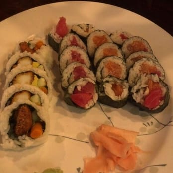 Mido Sushi - From left to right: deep fried chicken roll, tuna roll, salmon roll (Can't remember the last roll on the end) - Sushi Bars Near Me - Chandler, Arizona