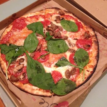 MOD Pizza - Build your own pizza: pepperoni, mushroom, garlic, mild Italian sausage, spinach after bake - Pizza Near Me - Irvine, California MOD Pizza - Build your own pizza: pepperoni, mushroom, garlic, mild Italian sausage, spinach after bake - Pizza Near Me - Irvine, California