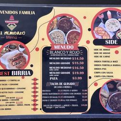 El Menudazo - Updated Menu 2025