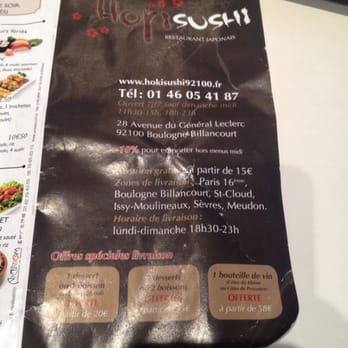 Hoki Sushi - Première photo du menu - Japanese Near Me - Boulogne Billancourt, 92 Hoki Sushi - Première photo du menu - Japanese Near Me - Boulogne Billancourt, 92