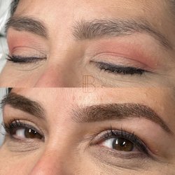 B. Beauté Studio - Ombre powder brow on Latina woman in her late 40's with dark brown/ black hair. Near north dallas