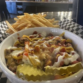 The Hungry Buffalo - Hamburger bowl with fries - Food Trucks Near Me - Pueblo, Colorado The Hungry Buffalo - Hamburger bowl with fries - Food Trucks Near Me - Pueblo, Colorado