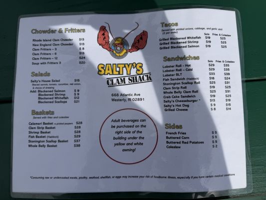 Menu photo 1 Salty’s Clam Shack Westerly, RI Menu photo 1 Salty’s Clam Shack Westerly, RI