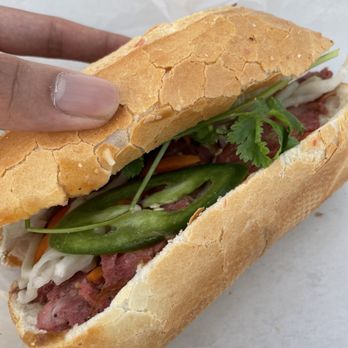Saigon's Bakery / Banh Mi Saigon - 2. Thit Nuong Sandwich on Round Bread (TikTok: @justandyvu) - Vietnamese Near Me - Garden Grove, California Saigon's Bakery / Banh Mi Saigon - 2. Thit Nuong Sandwich on Round Bread (TikTok: @justandyvu) - Vietnamese Near Me - Garden Grove, California