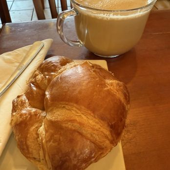 Dead Poet's Espresso - Plain croissant and latte - Cafes Near Me - Moline, Illinois