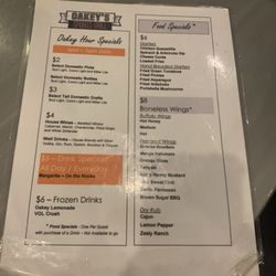 Oakey’s Sports Grill - Special menu