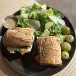 Blueberry Artisan Bakery - Caprese sandwich with salad