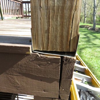 Scherr Construction - Roof support post not plumb, sitting on one edge only - Fences & Gates Near Me Scherr Construction - Roof support post not plumb, sitting on one edge only - Fences & Gates Near Me