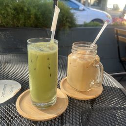 matcha latte and coffee matcha latte and coffee