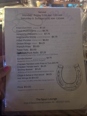 Menu photo 1 The Spurr Lounge Laveen, AZ Menu photo 1 The Spurr Lounge Laveen, AZ