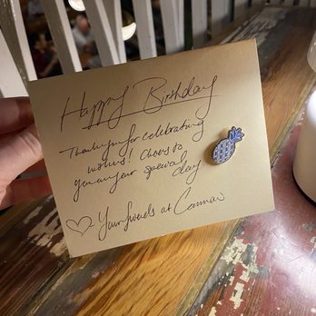 Common Restaurant - Birthday card - nice touch!! - Cocktail Bars Near Me - Savannah, Georgia Common Restaurant - Birthday card - nice touch!! - Cocktail Bars Near Me - Savannah, Georgia