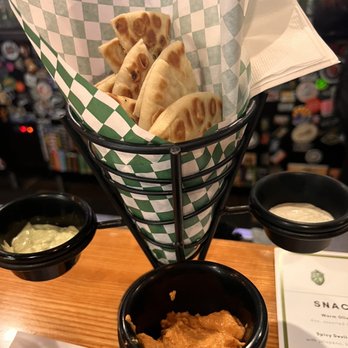 Taplands - Pita with three dips - Beer Bar Near Me - Santa Clara, California Taplands - Pita with three dips - Beer Bar Near Me - Santa Clara, California