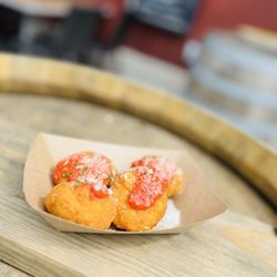 Wine Bar George - Mac & cheese bites from "The Basket" - Wine Bar George to-go window 5 stars !