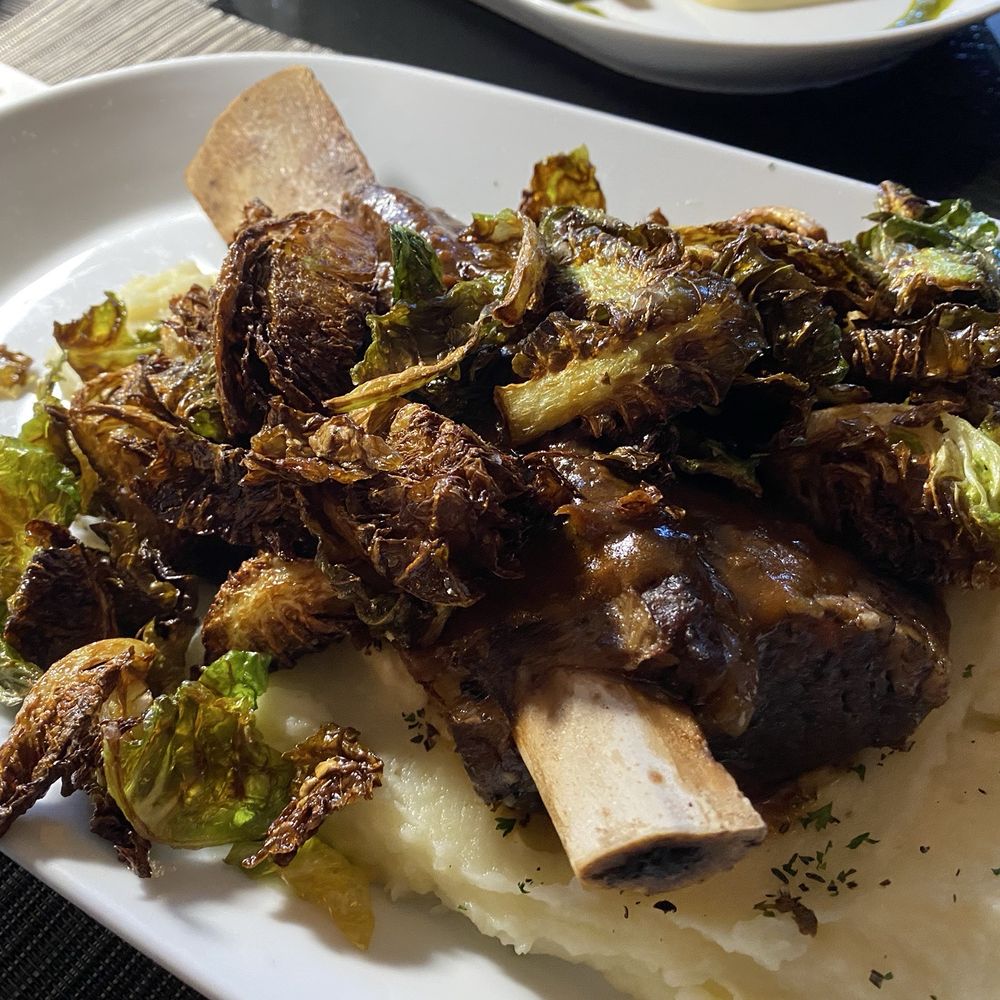 Braised Short rib, mashed potatoes and crispy brussel sprouts - the best dish on our table. I'll order this the next time I visit!