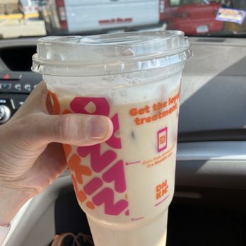 Dunkin' - We ordered a large iced coffee with a turbo shot and just a "tiny splash" of cream, but got this topped with sweet foam. - Coffee & Tea Near Me - Wildwood, Florida