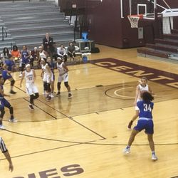 LeTourneau University - 12/7/17. Thursday evening. Lady Yellowjackets Basketball (blue) vs. Centenary College Ladies (white). Gold Dome. Shreveport, Louisiana.