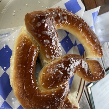 Altdorf Biergarten - Pretzel which comes with a really tasty mustard. Not drenched in salt like your average pretzel, this was a big plus for me. - German Near Me - Fredericksburg, Texas Altdorf Biergarten - Pretzel which comes with a really tasty mustard. Not drenched in salt like your average pretzel, this was a big plus for me. - German Near Me - Fredericksburg, Texas