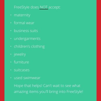 Freestyle Clothing Exchange - Their do not accept rules - Men's Clothing Near Me - Sacramento, California Freestyle Clothing Exchange - Their do not accept rules - Men's Clothing Near Me - Sacramento, California